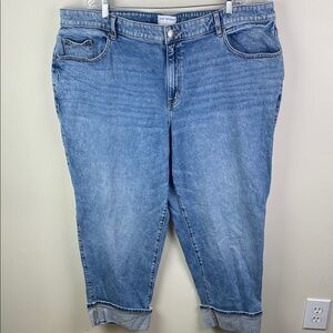 Lane Bryant Mid-Rise Boyfriend Jeans Rhinestone Cuffs